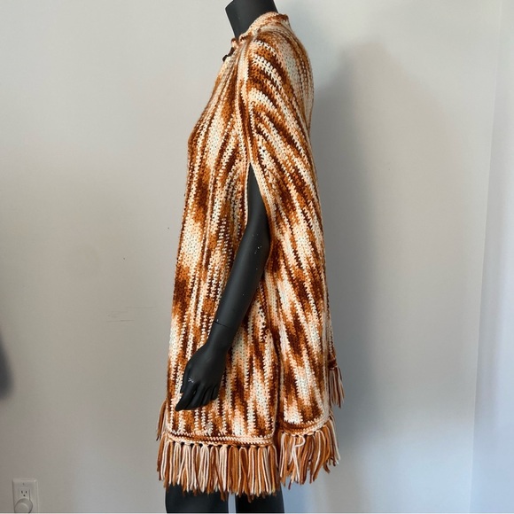 Hand Knit Western Tassel Cape Poncho - Picture 4 of 14